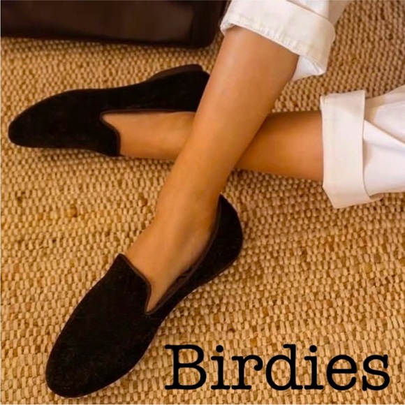 Birdies The Starling Black Velvet Flats Size 8 - Picture 1 of 8